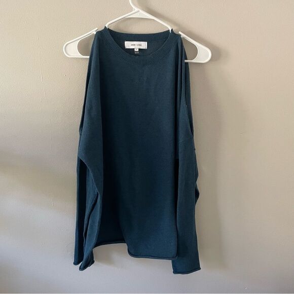 Revolve John + Jenn Blue Cold Shoulder Knit Sweater | Sz Small - Picture 2 of 6